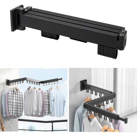 Séchoir mural pliable en aluminium, 3 niveaux, support à vêtements escamotable pour buanderie et salle de bain, étendoir à linge fixé au mur, robuste et gain de place. (1/5)