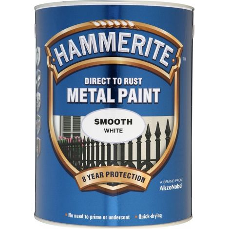 Hammerite 5084861 Direct to Rust Smooth Finish Metal Paint White 5 Litre HMMSFW5L