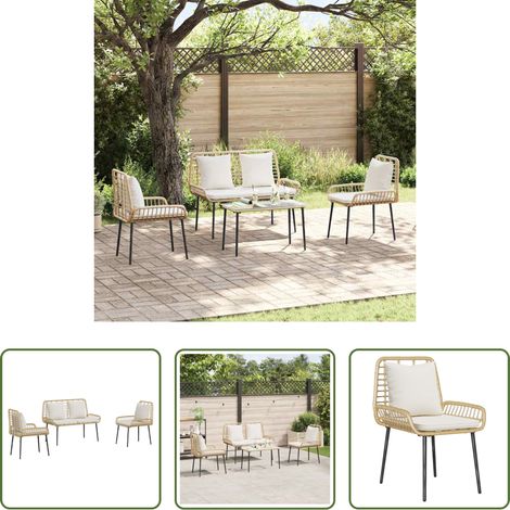 Gartenmöbel -  Garten Essgruppe 3 pcs Braun und Creme Poly-Rattan (1/5)