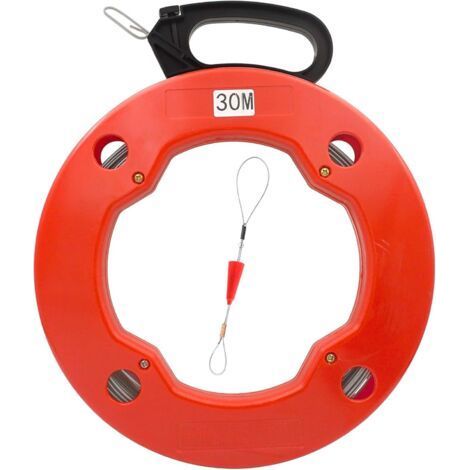 Aiguille tire fil 30M Aiguille électricien en Acier, Fish Tape pour Cable en Boîtier Plastique avec Tête Flexible de Guidage (1/4)