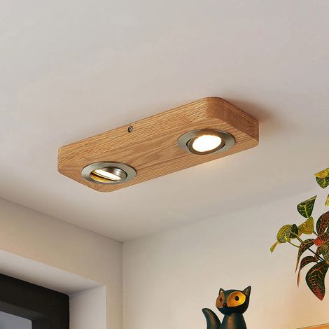 [GEBRAUCHT] B-Ware Lindby LED Ceiling Light Mikari, 30 Cm, Wood, Swivelling (1/2)
