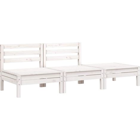 Maison Exclusive - Gartensofa 3-Sitzer Weiß Massivholz Kiefer