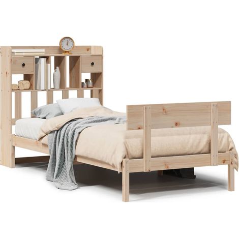 Maison Exclusive - Massivholzbett mit Regal ohne Matratze 90x200