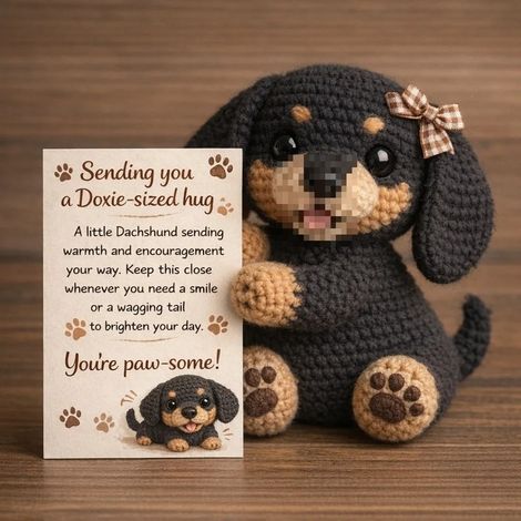 New Crochet Dog Emotional Companion Puppy Emotional Companion Card - Dachshund -