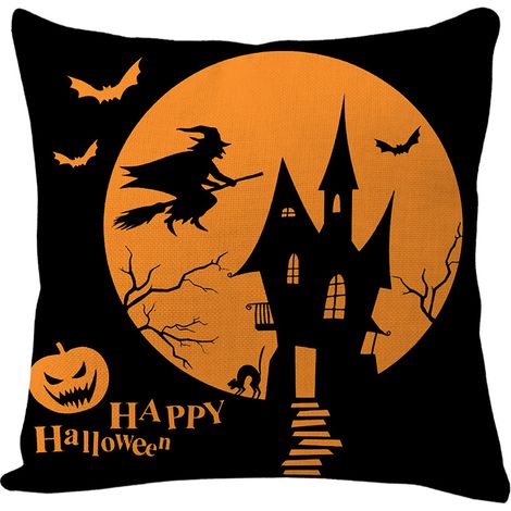 Filiyano – oreiller neuves pour Halloween – Lot de 2 taies d'oreiller neuves pour Halloween, motif fantôme et citrouille, pour la maison, le lit ou le