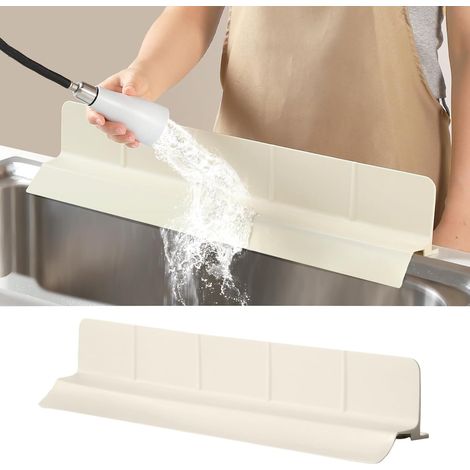 Protection anti-éclaboussures ultra en silicone de 46 cm ,auto-drainante pour évier de cuisine, salle de bain et île, avec protection anti-éclaboussures de 9cm (1/5)