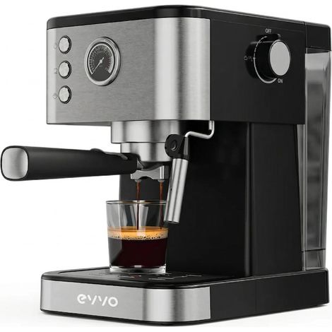 EVVO Cafetera Express Intensa 10. cuerpo de acero. 20 bares de presion. Espressos y Capuccinos. 1350W. portafiltros. Depósito de 1.5 l. manómetro