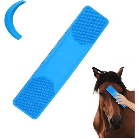 Shedding Grooming Massage,Brosse de Poils de Cheval Multifonction 6 en 1,Brosse de Massage CRIN de Cheval,Horse Brushes for (Bleu) (1/4)