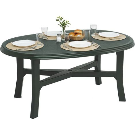 Dmora Modularer ovaler Tisch, Made in Italy, 165 x 110 x 72 cm, Farbe Grün
