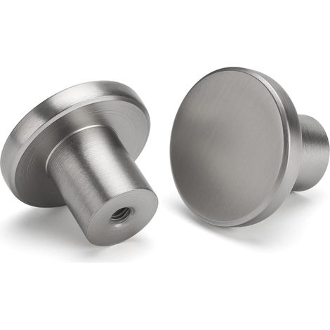 Lot de 10 Bouton Meuble Nickel Brossé Alliage Aluminium Diamètre 30mm Pour Cuisine Salle De Bain Placard