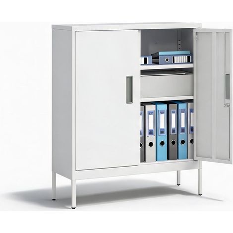 Meuble de rangement de bureau bianco en acciaio 80 x 40 x 100 cm (1/5)