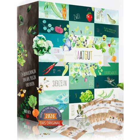 BOXILAND® calendario avvento semi 2026, 24 tipi, verdure erbe frutta fiori (1/5)