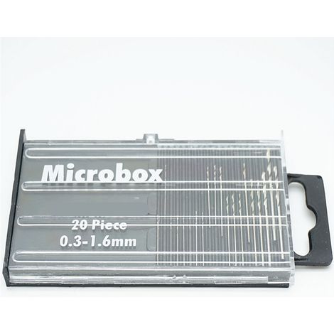 Lot de 20 forets hélicoïdaux HSS à queue droite miniature, avec boîte en plastique, pour réparations domestiques (33 g). (1/5)