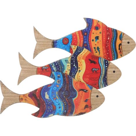 3 Stück Wandbehang Fischdekoration mit tropischem Ozeanmotiv
