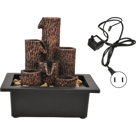 Fontaine de table à LED, cascade en bois mort 3 niveaux, décoration intérieure pour bureau et maison, prise US 110V (1/5)