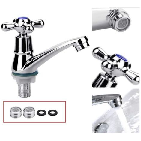 Robinet Lavabo Salle de Bain en Métal, Mitigeur Lave Main G1/2 à Poignée Croisée, Robinet Eau Froide Uniquement avec Filtre, Petit Mitigeur Évier Cuisine, pour Baignoire Économie d'Eau (1/5)