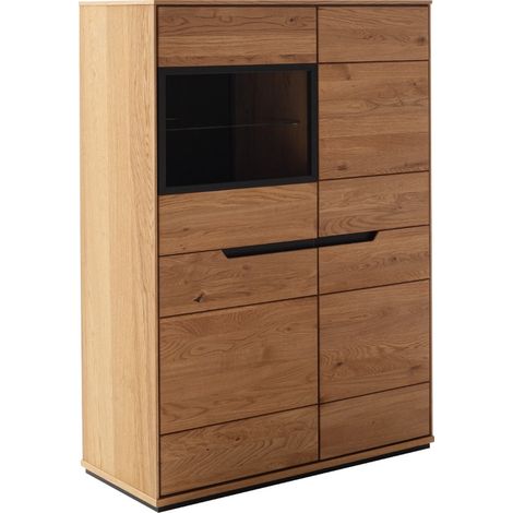 Buffet haut 2 portes coloris Chêne sauvage - Longueur 93 x Profondeur 41 x Hauteur 130 cm (1/5)
