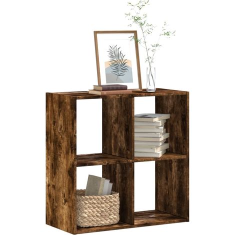 Estantería de madera ingeniería roble ahumado 68,5x32x68,5 cm (1/5)