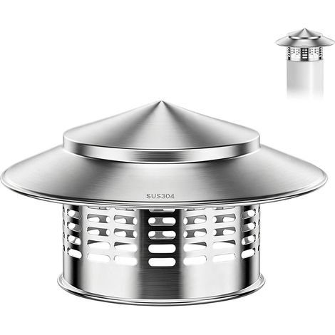 Couvercle de cheminée en acier inoxydable 304 de 160 mm Couvercle de tuyau de poêle étanche - Protection contre les intempéries (1/5)