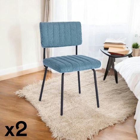 Chaise velours grosses côtes bleu pétrole (lot de 2) IENA (1/4)