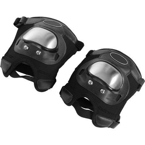 2 Pcs En ier Inoxydable Moto Motocross ATV Adultes Genouillères Protège-tibias Armure De Protection Ensemble protections genoux moto (1/5)