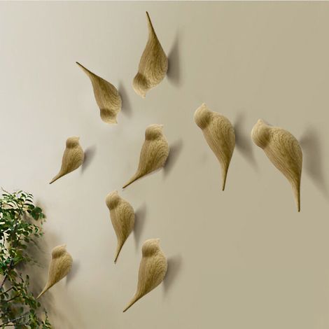 Wooden Coat Hook,Wall Hook Bird Wall Hooks Multifunctional Resin Bird Wall Hook for Hanging Coats,Towels,Wood-3Pcs(Resin),11cm (1/4)