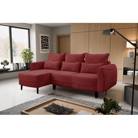 Ecksofa Selio mit Schlaffunktion und Bettzeugcontainer Rotwein Links (1/5)