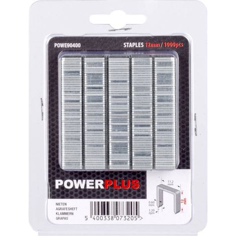 Grapas Powerplus powe90400 acero galvanizado 12 mm 1000 unidades