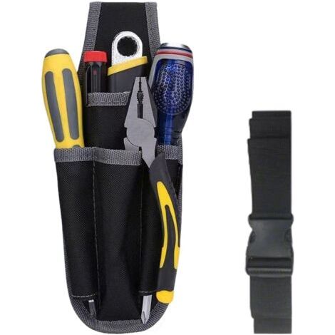 1 sac rangement outils, 4 poches, tissu oxford, noir, 27x10cm, ceinture réglable, polyester, jardinage, électricien