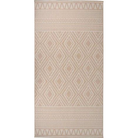 vidaXL Tapis à tissage plat d'extérieur 100x200 cm Rayures brunes (1/5)