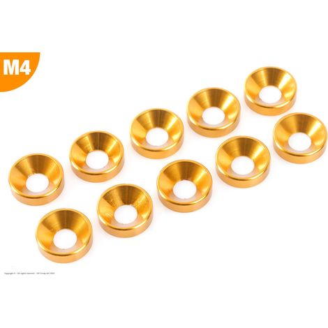Revtec - Aluminium Washer - for M4 Flat Head Screws - OD 10mm - Gold - 10 pcs