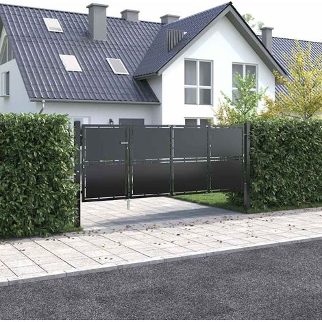vidaXL Portail de jardin en acier 350 x 125 cm anthracite (1/5)