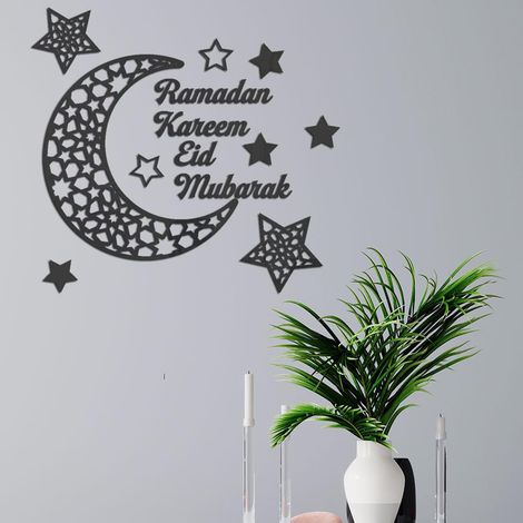 Lune de Ramadan acrylique miroir 3D autocollant mural (lot, 1 kit) JM844 noir, comme sur l'image (1/5)