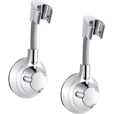 2 Pieces 360° Shower Head Holder Wall Mount Shower Head Holder No Drilling Required Universal Adjustable Shower Holder Handheld Shower Head Holder (1/5)