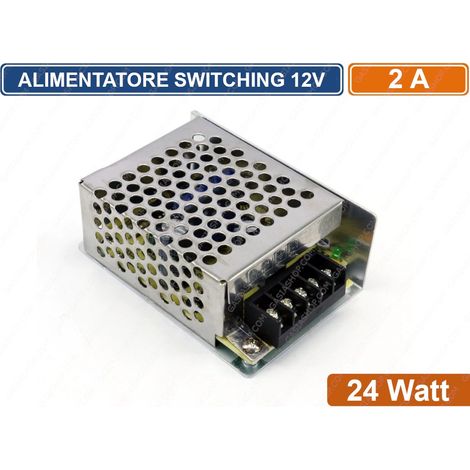 ALIMENTATORE METALLICO STABILIZZATO SWITCHING CON TRIMMER 220V-12V 2A 24 WATT PER ILLUMINAZIONE E SISTEMI DI VIDEOSORVEGLIANZA CCTV (1/4)