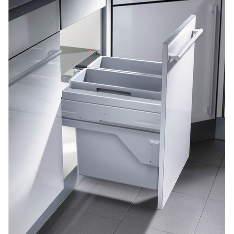 Hailo – Poubelle de cuisine tri sélectif encastrable 40L – 2 bacs amovibles 19L – Glissières Soft-Close pour fermeture silencieuse (1/5)