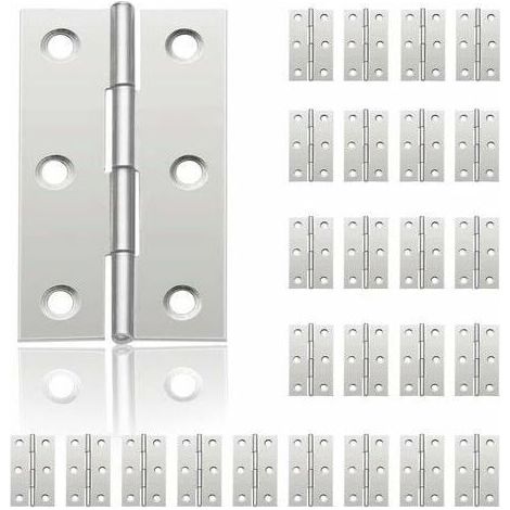 24Pcs Petit Charnières pour Portes, Charnière Inox, DIY Charnières de Portes pour Porte Placard Charnière Piano Boîtes à bijoux La Maison Meubles Matériel Armoire(44mm32mm) (1/5)