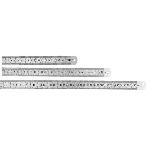 Lot de 3 règles scolaires pour enfants, règles de bureau, règles en métal, règles de mesure, règles graduées, règles en acier inoxydable (1/4)