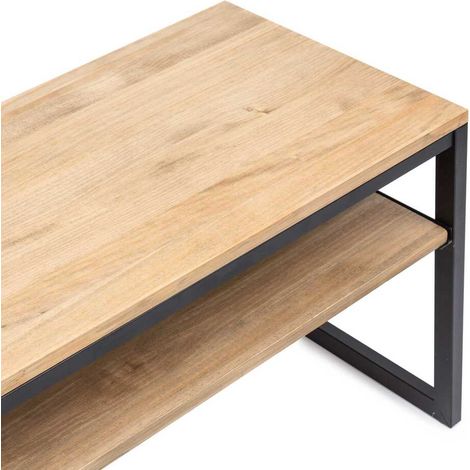 Mesa de Televisión iCub 120x40x47cm Negra en madera maciza de pino acabado vintage estilo industrial Box Furniture (1/2)
