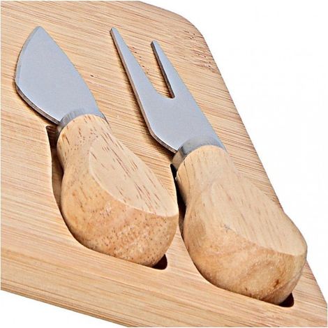 109961 Planche de bambou ALPINIA pour couper du fromage avec couteaux et broche