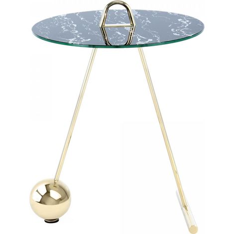 Table basse fait main en acier motif contemporain ELI 46x46 or et noir (1/5)