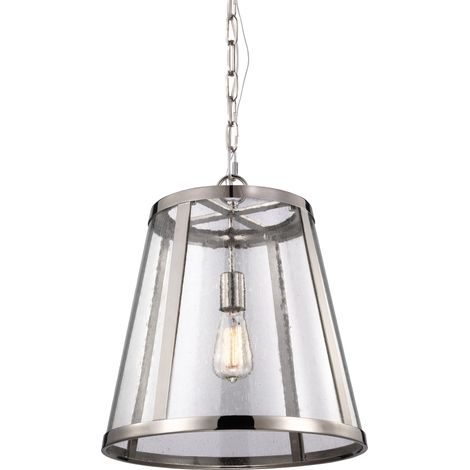 Elstead Harrow - Luminaire suspendu moyen à 1 ampoule, nickel poli, E27 (1/5)