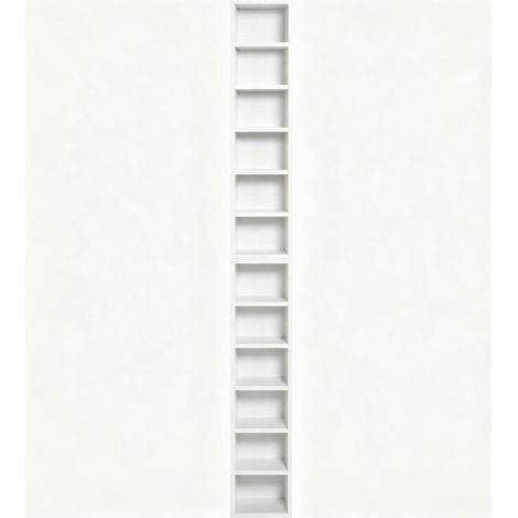 Weißes CD-Regal mit 12 Fächern, Medienturm aus Spanplatte und MDF, 88,3 cm (1/5)