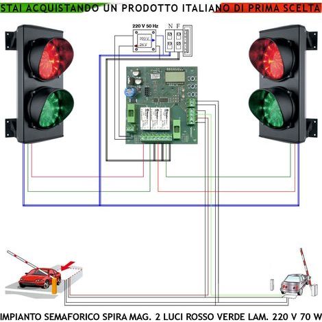 Semaforo Garage 24 Led Rossi 24 Led Verdi Lente Ø 124 mm Orientabili Aliment. 230 V 3W IP65 Tempi Regolabili da 8 a 120" 2 Sensori Masse Metalliche Interrate Rilevano Passaggio e Sosta Veicoli (1/5)