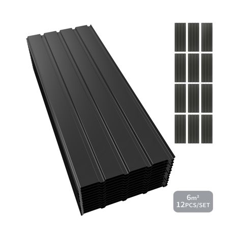 Mondeer – Panneau et lame de bardage lot de 12 plaques de toit en métal galvanisé 1150x450mm – Épaisseur 0,3mm – Surface 6m² – Résistance à la corrosion - 12x1150x