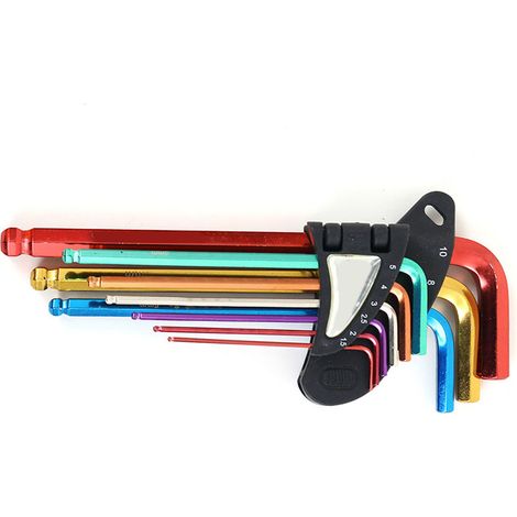 Jeu de 9 clés à tête sphérique extra-longue Haogong, 6 angles, multicolores, couleur bronze cobalt. BH 205-HL (1/4)