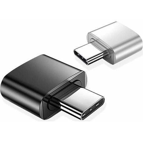 Adaptateur USB C vers USB (Lot de 2), Adaptateur USB Fem vers USB-C Mâle, Convertisseur Type C vers USB-A, Compatible avec MacBook, Téléphone USB-C et Plus (Noir et Argent)