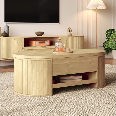 Mesa de centro elevable 110 x 55,5 x 40 cm en MDF color madera DESVIAE (1/5)