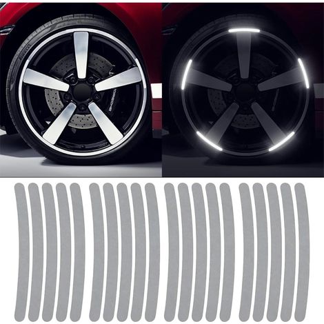 CSPARKV 20Pcs Reflective Strips for Car Motorcycle Bicycle Wheel Rims Night Safety Universal Decoration Anti-Scratch Reflective Strips (Grey) (1/3)
