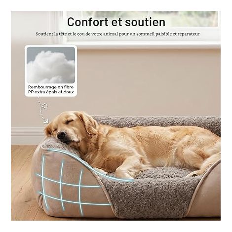 Panier Chien Moyen Taille, Lit Chien Lavable, 63x53x20cm  Panier Chien Anti-Anxiété (1/4)